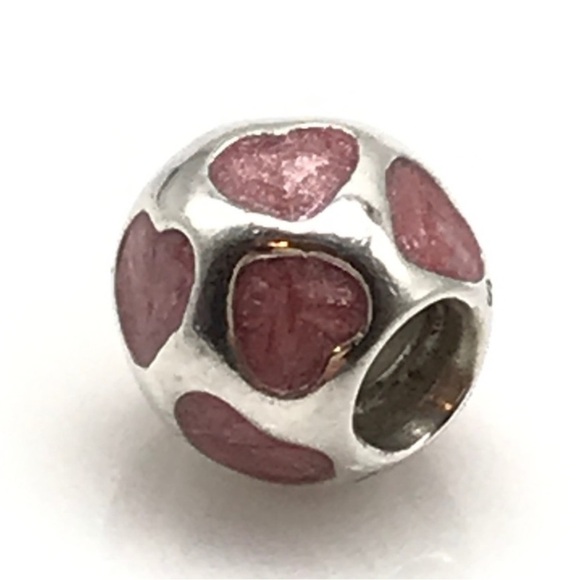Pandora Pink Enamel Heart Love You Retired Bead Charm Valentine's Day - Picture 3 of 5